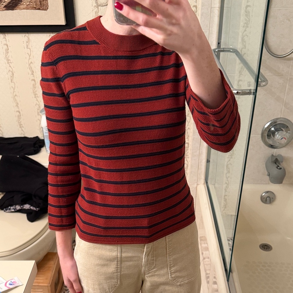 Theory Striped Red and Black Sweater
